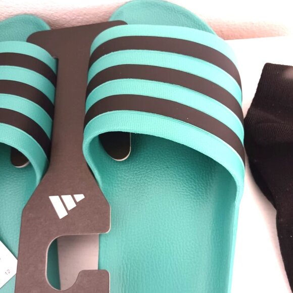 Adidas Adilette Aqua Men's Slide -Sandals Size 12 Teal New Tags + Free Socks - Picture 9 of 9